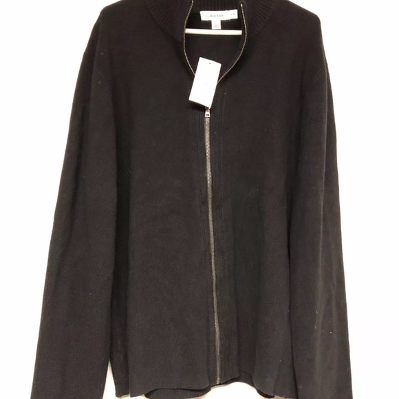 Calvin Klein Zip Up Black Sweater - Picture 2 of 4